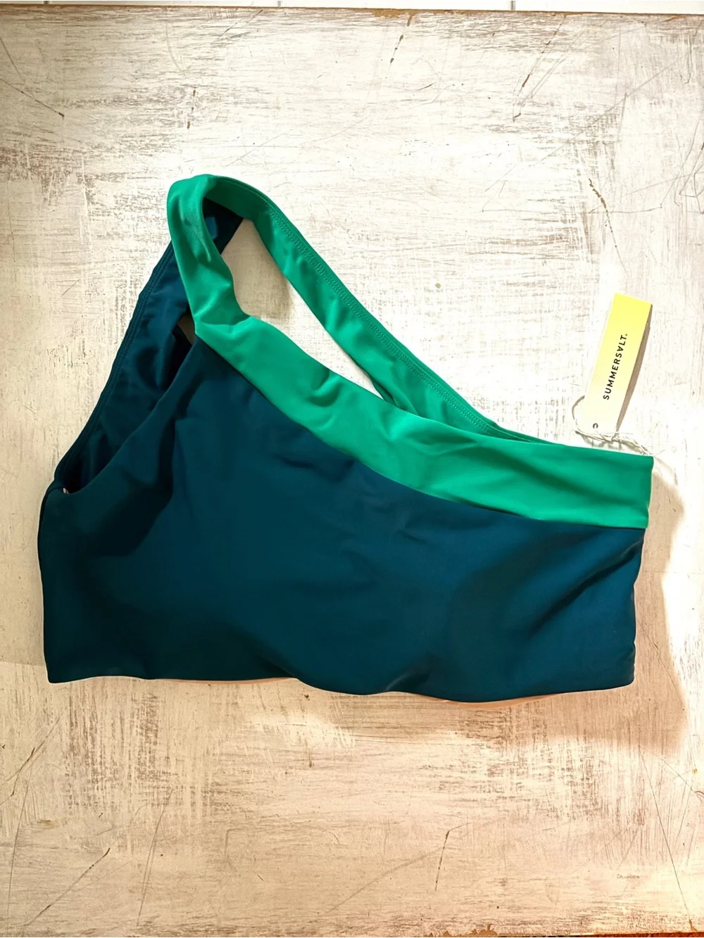 Summersalt Sidestroke Bikini Top One Shoulder Teal Blue NWT Size 10
